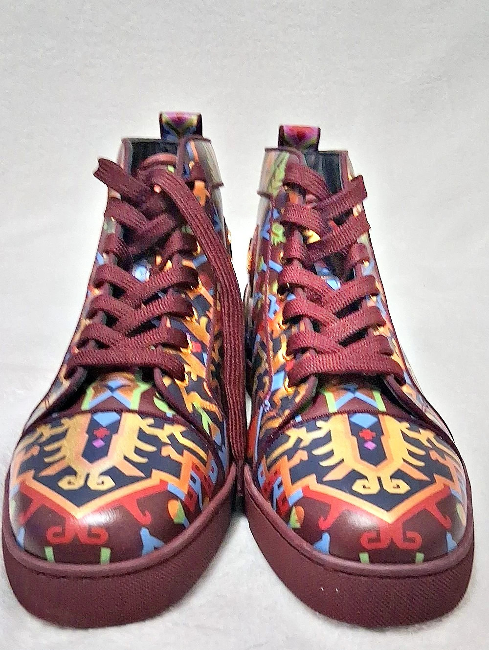 Women's Geometric High-Top Sneakers in Brown & Multicolor